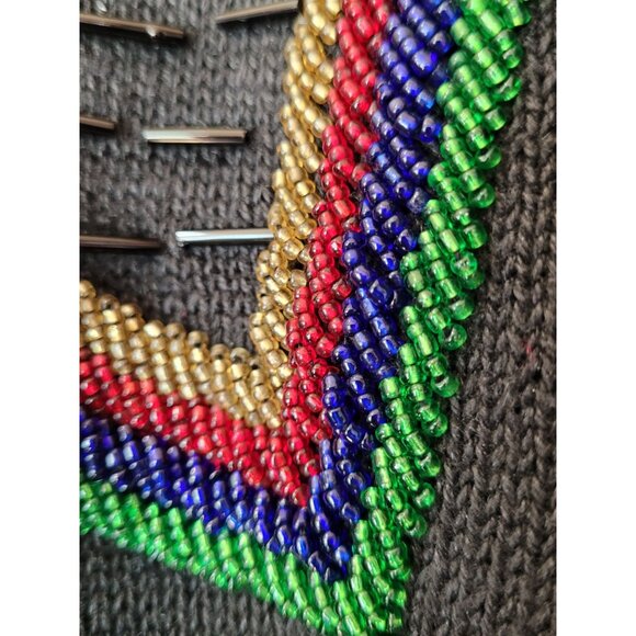 Vintage Beaded Sweater Embroidered Floral & Chevron Design Size XL - Picture 4 of 6